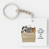 Lustiges Katzen-Damen-Starter-Kit Humor Weiß Schlüsselanhänger (Vorderseite)