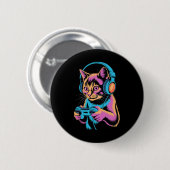 Lustiges Katzen-Gaming-Video Gamer-Katze Button (Vorne & Hinten)