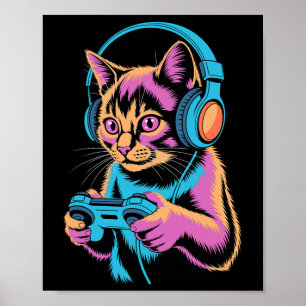 Lustiges Katzen-Gaming-Video Gamer-Katze  Poster