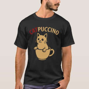 Lustiges Katzen Kaffee T-Shirt Süßer Cappuccino Ti