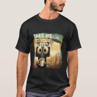 Lustiges Katzen Kaffee UFO Geschenk für Kaffeelieb T-Shirt