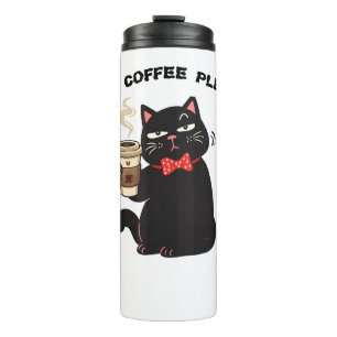 Lustiges Katzen-Kaffeedesign – „Mehr Kaffee bitte“ Thermosbecher