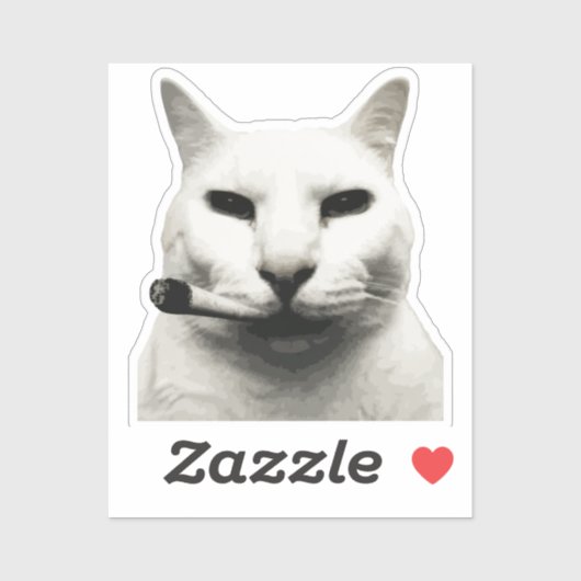 Lustiges Katzen-Meme rauchende Katze Zigarette Aufkleber (Blatt)