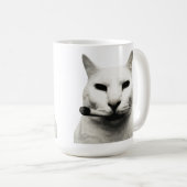 Lustiges Katzen-Meme rauchende Katze Zigarette Kaffeetasse (VorderseiteRechts)
