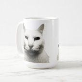 Lustiges Katzen-Meme rauchende Katze Zigarette Kaffeetasse (Vorderseite Links)