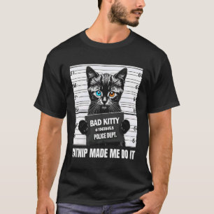 Lustiges Katzen-Mugshot Katzenminze-Lieb-Design T-Shirt