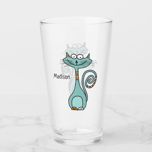 Lustiges Katzen-Name-Literglas Glas (Vorderseite)