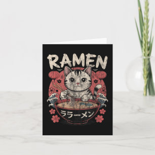 Lustiges Katzen-Ramen-Grafik-T-Shirt japanisches K Karte