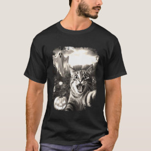 Lustiges Katzen-Selfie Halloween-Geist Humor T-Shirt