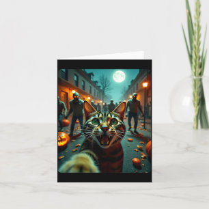 Lustiges Katzen-Selfie Halloween Zombies Humor Karte