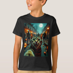 Lustiges Katzen-Selfie Halloween Zombies Humor T-Shirt
