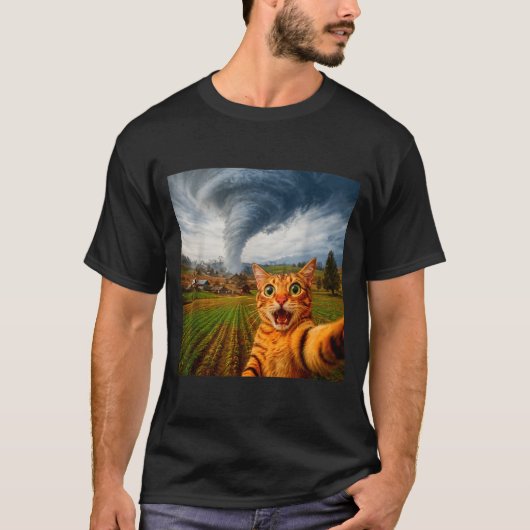 Lustiges Katzen-Selfie-Meme Tornado  T-Shirt (Vorderseite)