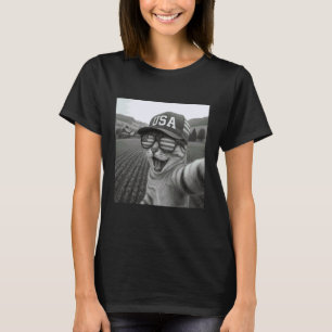 Lustiges Katzen-Selfie mit Alien-UFO-amerikanische T-Shirt