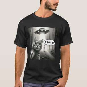 Lustiges Katzen-Selfie mit Alien-UFO-Grafik Männer T-Shirt