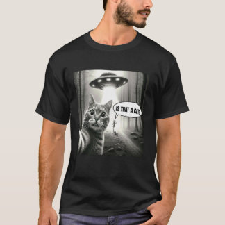 Lustiges Katzen-Selfie mit Alien-UFO-Grafik Männer T-Shirt