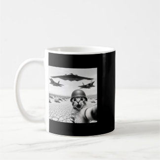 Lustiges Katzen-Selfie mit amerikanischen Kampfjet Kaffeetasse