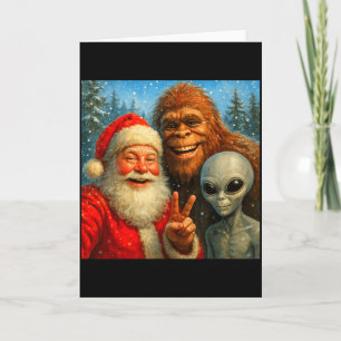 Lustiges Katzen-Selfie mit dem Weihnachtsmann & Karte