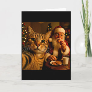 Lustiges Katzen-Selfie mit dem Weihnachtsmann Weih Karte