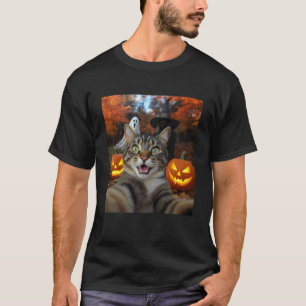 Lustiges Katzen-Selfie mit einer Hexe & Geist Grus T-Shirt