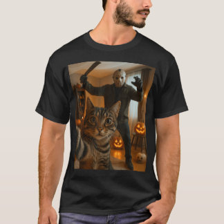 Lustiges Katzen-Selfie mit gruseligen Halloween-Sk T-Shirt