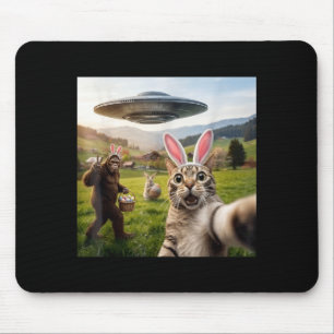 Lustiges Katzen-Selfie mit Osterhase Bigfoot UFO f Mousepad