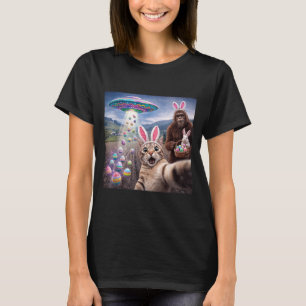 Lustiges Katzen-Selfie mit Osterhase Bigfoot UFO f T-Shirt