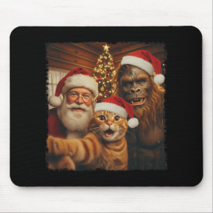Lustiges Katzen-Selfie mit Sasquatch und Santa Wei Mousepad