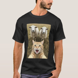 Lustiges Katzen-Selfie mit Schaf Süße Bauernhof-Ti T-Shirt