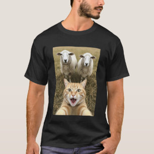Lustiges Katzen-Selfie mit Schaf Süße Bauernhof-Ti T-Shirt