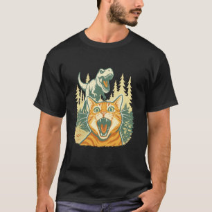 Lustiges Katzen-Selfie mit T-Rex-Dinosaurier T-Shirt