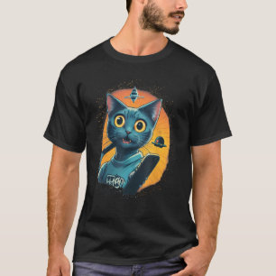 Lustiges Katzen-Selfie mit UFO-Alien-Space-Flying- T-Shirt