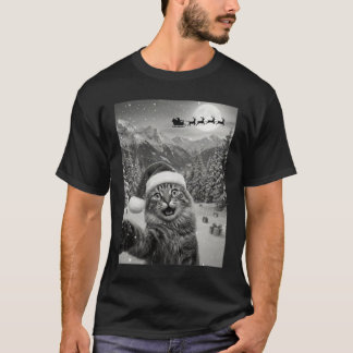 Lustiges Katzen-Selfie mit Weihnachtsmann Christma T-Shirt