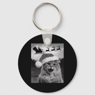 Lustiges Katzen-Selfie mit Weihnachtsmann Weihnach Schlüsselanhänger