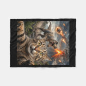 Lustiges Katzen-Selfie T-Rex Dinosaurier Fleecedecke (Vorderseite (Horizontal))
