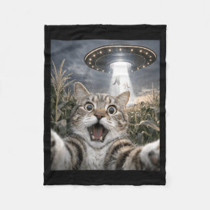 Lustiges Katzen-Selfie-Ufo-Alien-Tier-Meme für Män Fleecedecke