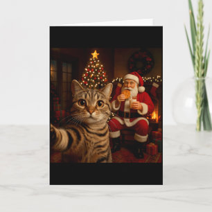 Lustiges Katzen-Selfie Weihnachtsmann Kekse isst C Karte
