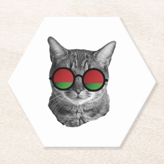 Lustiges Katzen-T-Shirt - Belarus Untersetzer (Vorderseite)