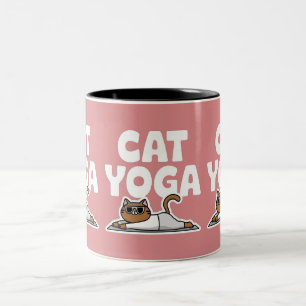 lustiges Katzen-Yoga Zweifarbige Tasse