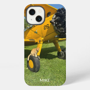 Lustiges Katzenfoto im Flugzeug, Luftfahrt Pilot i iPhone 13 Hülle