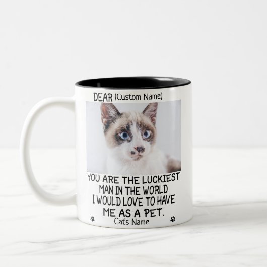 lustiges Katzengeschenk, Personalisiertes KatzenFo Zweifarbige Tasse (Links)