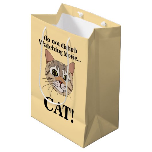 Lustiges Katzengesicht Mittlere Geschenktüte (Vorderseite Schrägansicht)