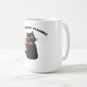 Lustiges Katzenkaffee-Design – „Mehr Kaffee bitte“ Kaffeetasse (VorderseiteRechts)