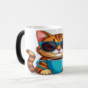 Lustiges Katzenkaffeetassendesign - Süße Cartoon-K Verwandlungstasse