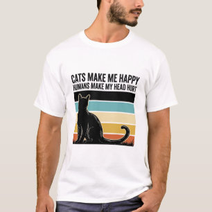 Lustiges Katzenliebhaber Vintage-Sonnenuntergangs- T-Shirt