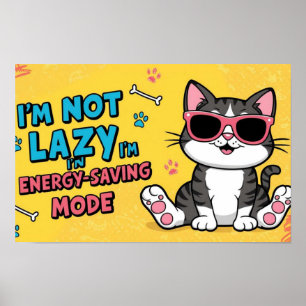 Lustiges Katzenposter Cartoon-Katze mit Sonnenbril Poster