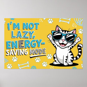 Lustiges Katzenposter, Cartoonkatze mit Sonnenbril Poster