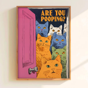 Lustiges Katzenposter für die Toilettenwand Kunstp Poster