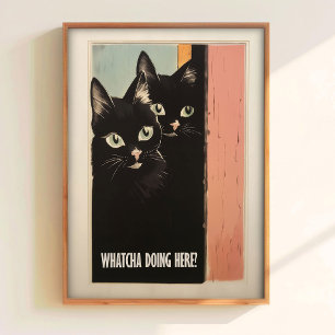 Lustiges Katzenposter für die Toilettenwandkunst S Poster
