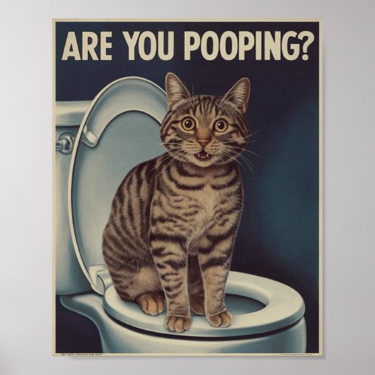 Lustiges Katzenposter | Kackst du? | Katzenkunst Poster (Vorne)