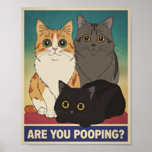 Lustiges Katzenposter   Kackst du?   Katzenkunst Poster